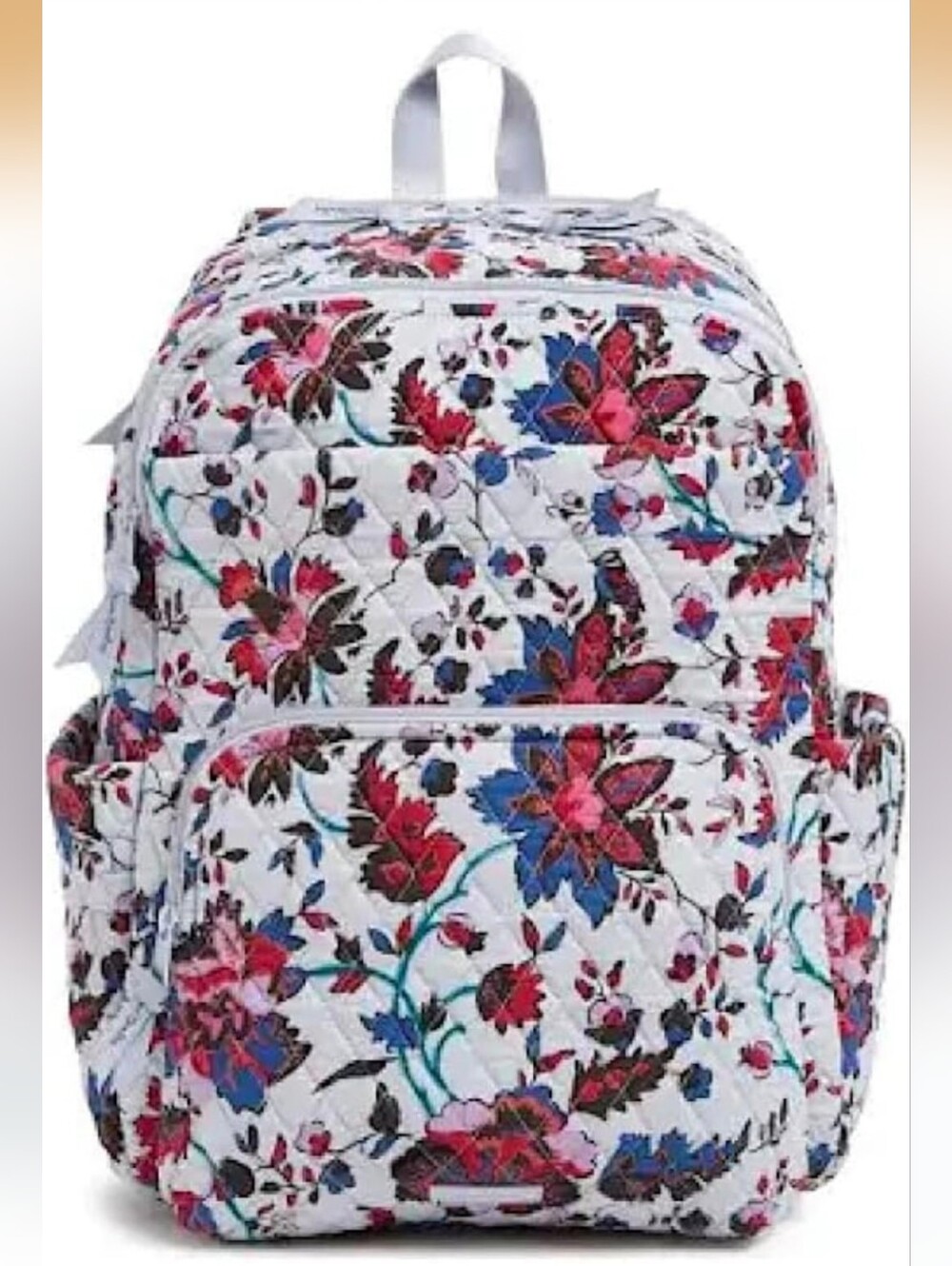 Vera Bradley Lg Cotton Material Backpack In Vineyard Floral Design NWT $159 MSRP - Picture 3 of 12